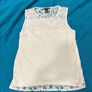 Adrianna Papell Embellished Cream Tank Top